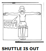 isyarat wasit shuttlecock out